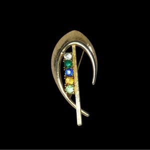 Beautiful Vintage Rafaelian Rhinestone Mothers Brooch Gold Tone Collectible